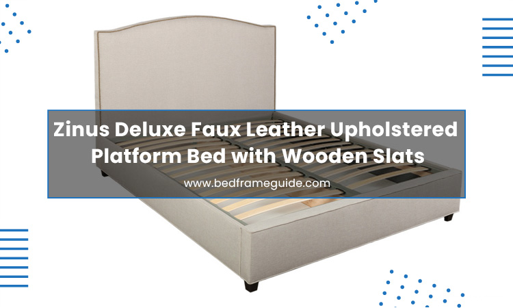 Zinus Deluxe Faux Leather Upholstered Platform Bed with Wooden Slats