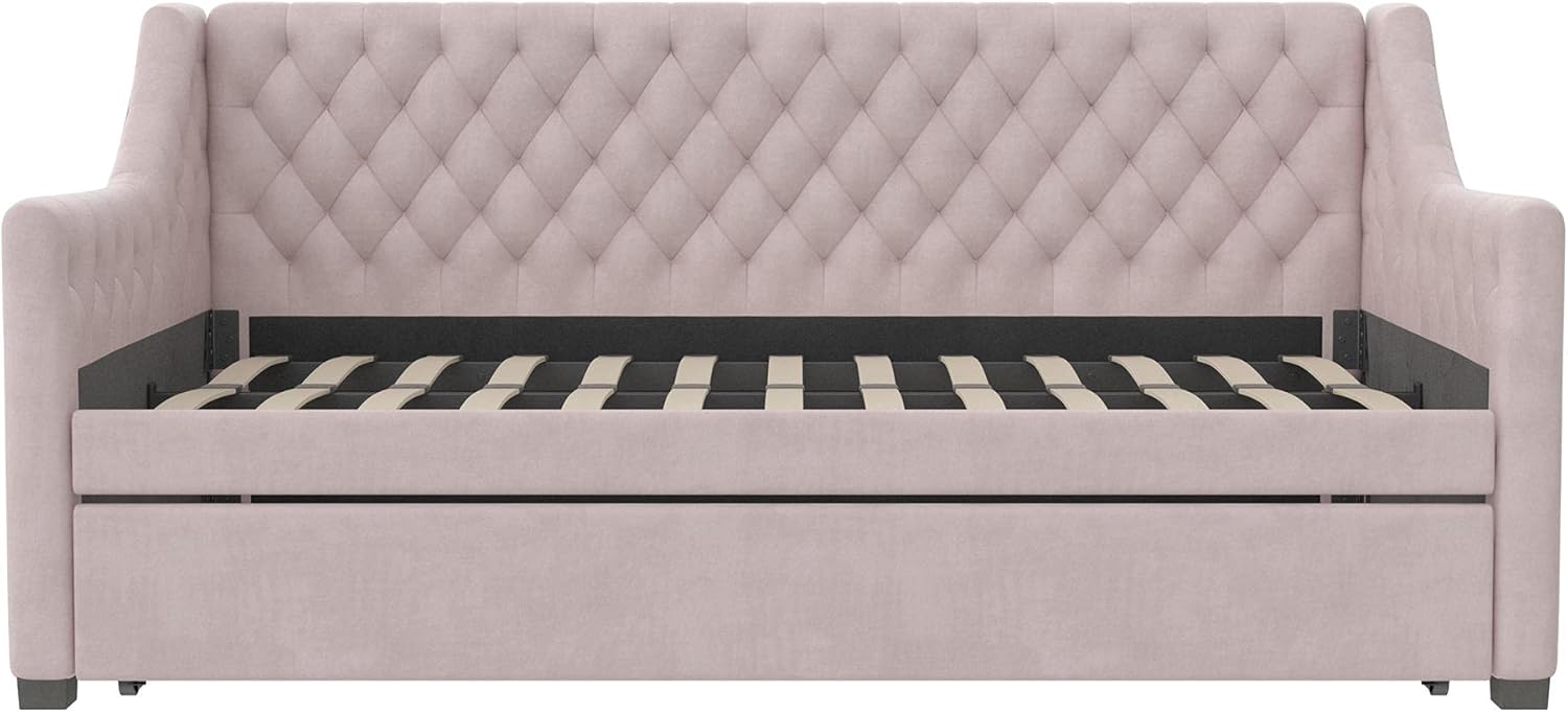 Little Seeds Ambrosia Diamond Tufted Daybed and Trundle Set - Wooden Trundle Bed